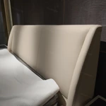 Soft Neutral Nightstand with Marble-Inset Stainless Steel Hardware & Contrast Top