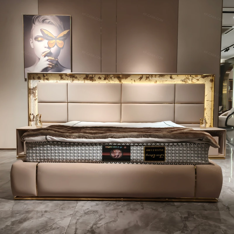 King Size Bed Furnitures Sleeping Sets Side For Luxurious Home And Natural Marble 2024 Designs Back Design King Size Bed