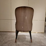 Purple-Veined White Marble Round Dining Table with Sculptural Rose Gold Base