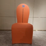 EB Emblem Dual-Finish Dining Chair - Orange Leather & Blue Natural Wood Veneer