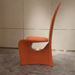 EB Emblem Dual-Finish Dining Chair - Orange Leather & Blue Natural Wood Veneer