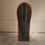 EB Emblem Dual-Finish Dining Chair - Orange Leather & Blue Natural Wood Veneer