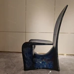 EB Emblem Dual-Finish Dining Chair - Orange Leather & Blue Natural Wood Veneer
