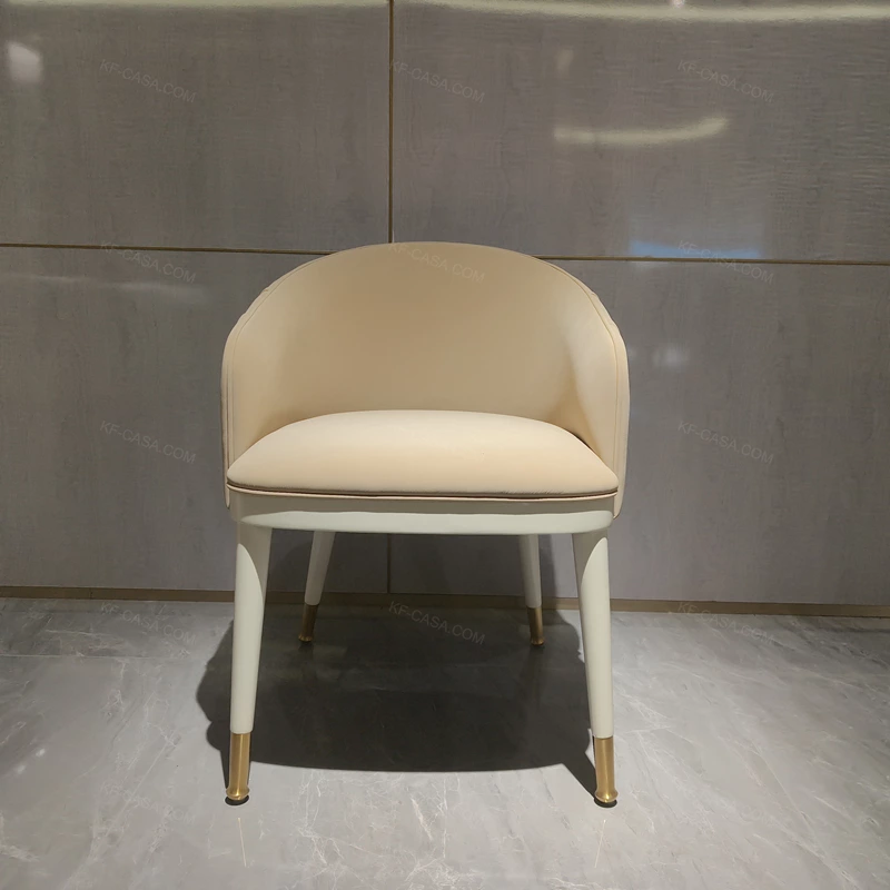 Curved Back Dining Chair with Pleated Leather Back & Gold Stainless Steel Accents