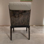 Quilted Leather Dining Chair with Burl Natural Wood Veneer Frame