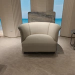 Luxury Light Beige Leather 1~4 Seater Sofa with Stainless Steel Back Frame & Decorative Lacing Detail